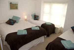 The master bedroom set up as a family room